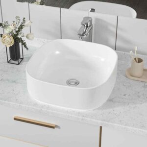 Glacier Bay 16 in. Ceramic Square Vessel Bathroom Sink in White