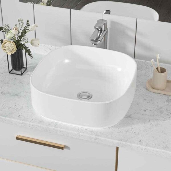 Glacier Bay 16 in. Ceramic Square Vessel Bathroom Sink in White