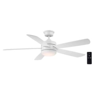 Hampton Bay Averly 52 in. Indoor Matte White Ceiling Fan with LED + Remote