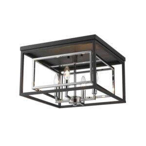 Z-Lite Euclid 15 in. 4-Light Chrome Plus Matte Black Flush Mount
