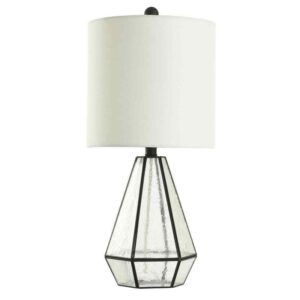 StyleCraft 23.25 in. Aged Bronze Table Lamp with White Hardback Fabric Shade