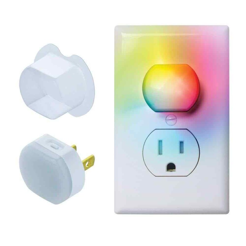 Hampton Bay 1-Gang Duplex Wall Plate with 2 Color Changing Plug Lights (3PK)