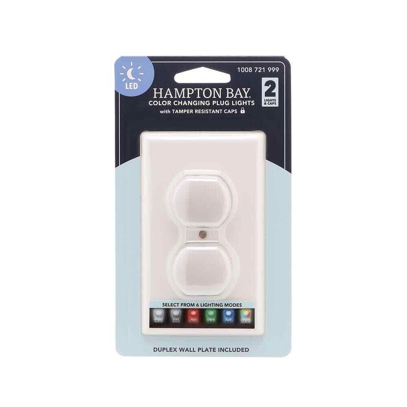 Hampton Bay 1-Gang Duplex Wall Plate with 2 Color Changing Plug Lights (3PK) - Image 7