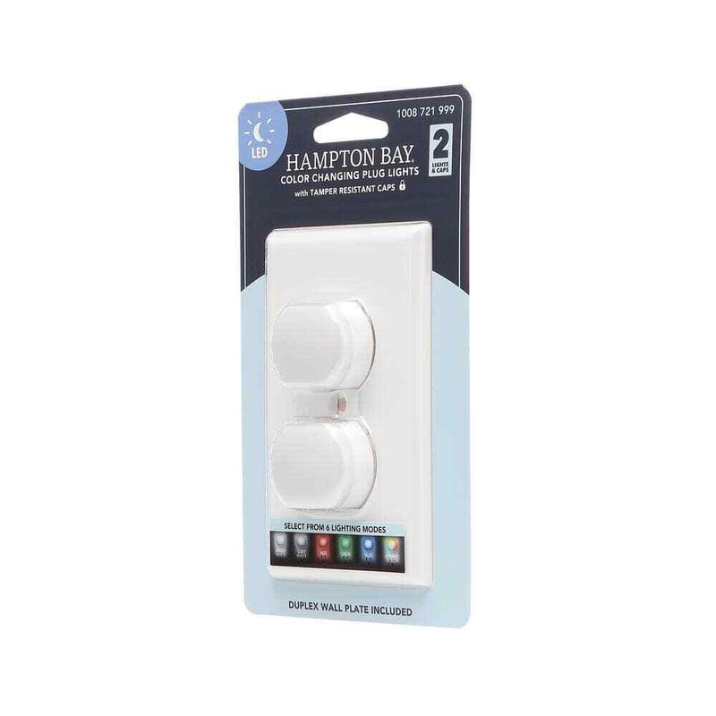 Hampton Bay 1-Gang Duplex Wall Plate with 2 Color Changing Plug Lights (3PK) - Image 8