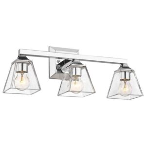 JAZAVA Industrial 22 in. 3-Light Chrome Vanity Light w/Clear Glass Shade