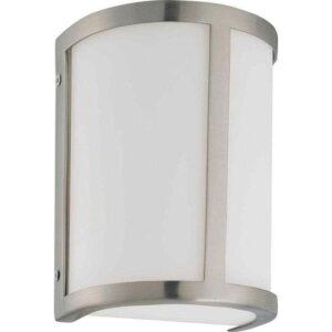 SATCO Odeon 6 in. 1-Light Brushed Nickel Wall Sconce w/Satin White Glass Shade