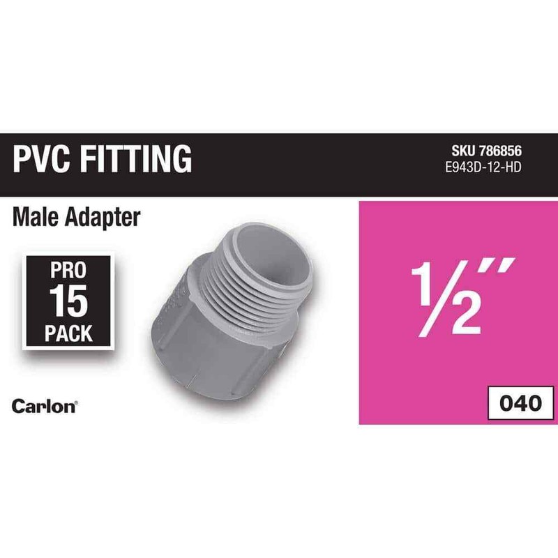 Carlon 1/2 in. PVC Male Adapter (15-Pack) - Image 2