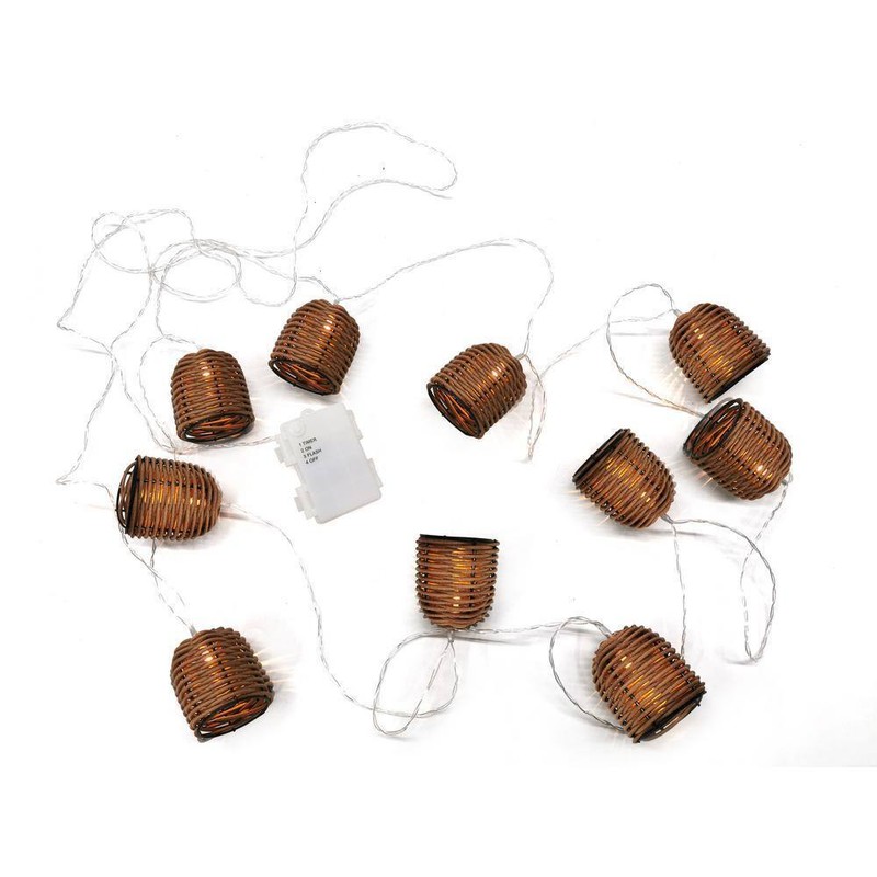 Hampton Bay Indoor/Outdoor 15.4 ft. 10-Light Brown Battery Powered Bell-Shaped - Image 7