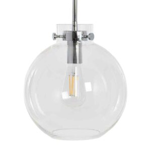Robert Stevenson - Polished Nickel Round Glass and Metal Ceiling Pendant Light