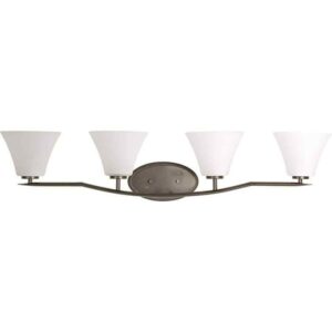 Progress Lighting Bravo 4-Light Antique Bronze Etched Glass Bath Vanity Light