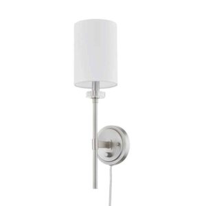 Home Decorators Collection Dawson 1LT Sconce brushed nickel w/white fabric shade