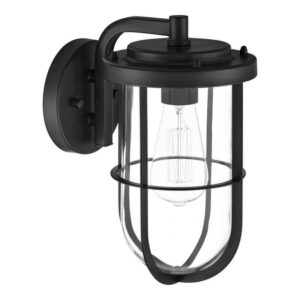 Hampton Bay Rosedale 11.5 in. 1-Light Matte Black Outdoor Wall Sconce Cylinder