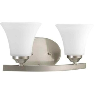 Progress Lighting Adorn 2-Light Brushed Nickel Etched Glass Bath Vanity Light