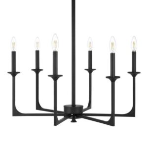 Hampton Bay Highgate 6-Light Matte Black Chandelier without Glass Shade