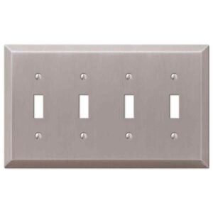 AMERELLE Metallic 4 Gang Toggle Steel Wall Plate - Brushed Nickel