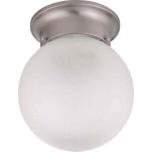 SATCO Nuvo 6 in. 1-Light Brushed Nickel Utility Flush Mount with Frosted White