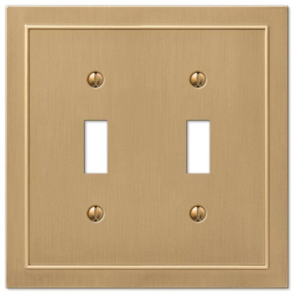 AMERELLE Bethany 2 Gang Toggle Metal Wall Plate - Brushed Bronze 8PK
