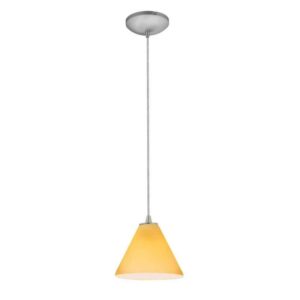 Access Lighting Martini 1-Light Brushed Steel Shaded Pendant Light w/Glass Shade