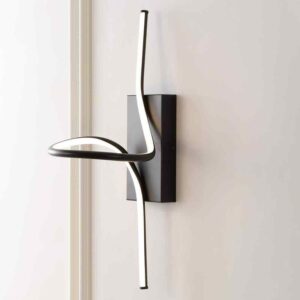 JONATHAN Y Sketch 9 in Black Minimalist Metal Integrated LED Vanity Light Sconce