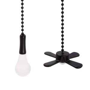 Commercial Electric 12 in. Matte Black Light Bulb and Fan Pull Chain Set