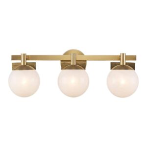 Monteaux Brooklyn 24 in Gold 3 Light Bathroom Vanity Fixture with Swirl Glass