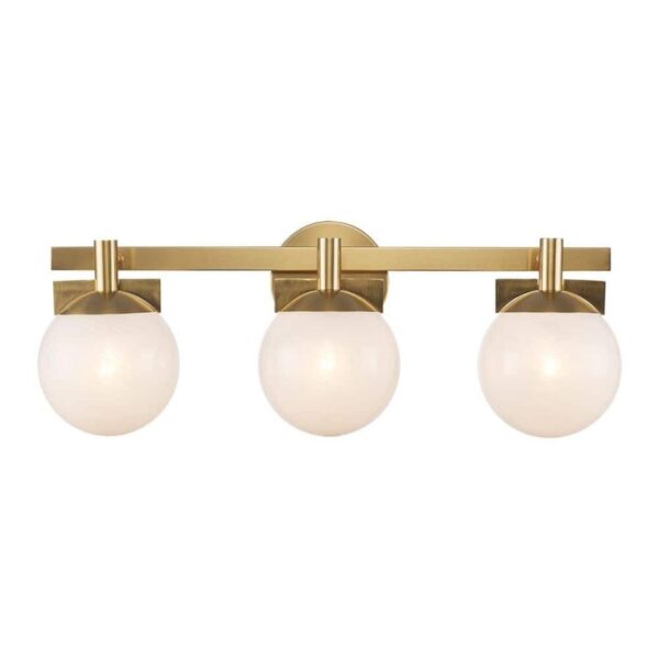 Monteaux Brooklyn 24 in Gold 3 Light Bathroom Vanity Fixture with Swirl Glass