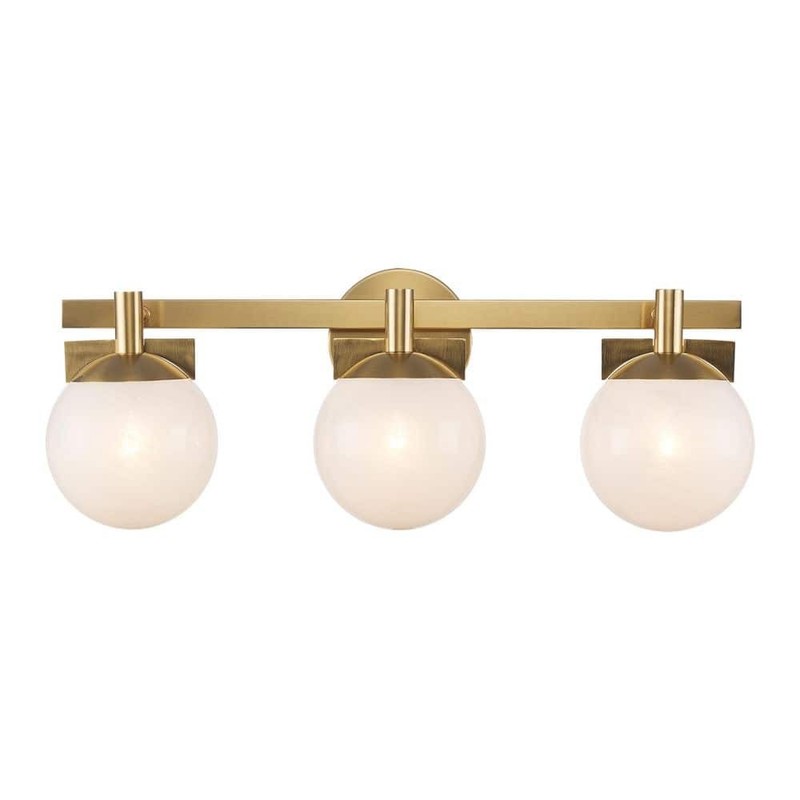 Monteaux Brooklyn 24 in Gold 3 Light Bathroom Vanity Fixture with Swirl Glass