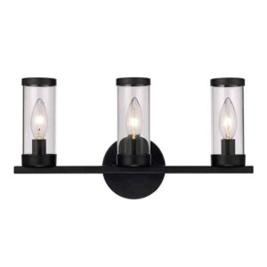 Monteaux Lighting Fillmore 16.5 in. 3-Light Black Bathroom Vanity Light Fixture
