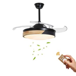OUKANING 42 in. Indoor Black Modern 6-Speed Fan w/Adjustable Integrated LED