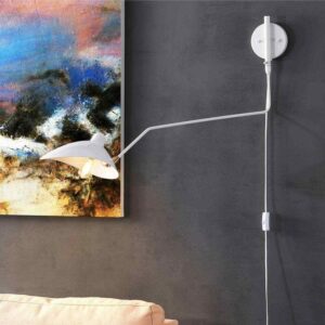 JONATHAN Y Frank 8.5 in. White Iron Retro LED Swing Wall Sconce