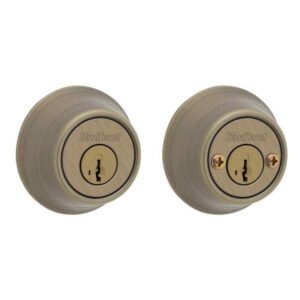 Kwikset 665 Double Cylinder Deadbolt Antique Brass w/ SmartKey & Microban Tech