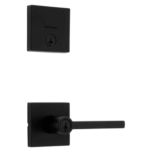 Kwikset Halifax Matte Black Door Handle & Deadbolt Combo Pack SmartKey Security