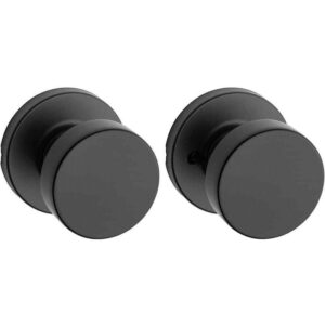 Kwikset Pismo Round Matte Black Hall/Closet Door Knob with Microban Technology