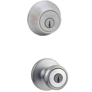 Kwikset Tylo Satin Chrome Entry Knob & Deadbolt Combo Pack Single Cylinder