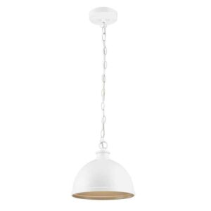 Hampton Bay Talullah 1-Light Matte White Pendant Lighting with Gold Interior