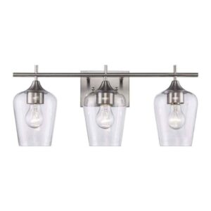 Bel Air Lighting Kieran 3-Light Brushed Nickel Vanity Light w/Clear Glass Shades