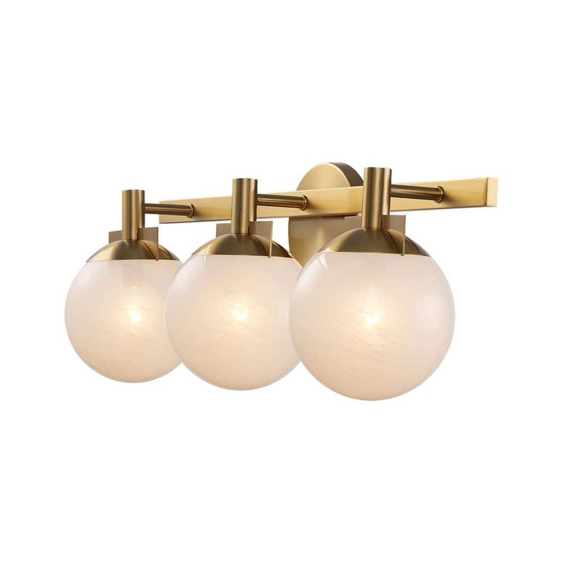 Monteaux Brooklyn 24 in Gold 3 Light Bathroom Vanity Fixture with Swirl Glass - Image 6