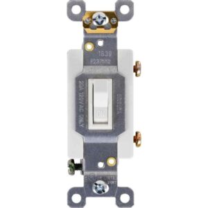GE Heavy Duty Single-Pole Grounding Toggle Switch, White