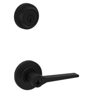 Kwikset Hollis Matte Black Handle & Deadbolt Combo Pack with SmartKey Security