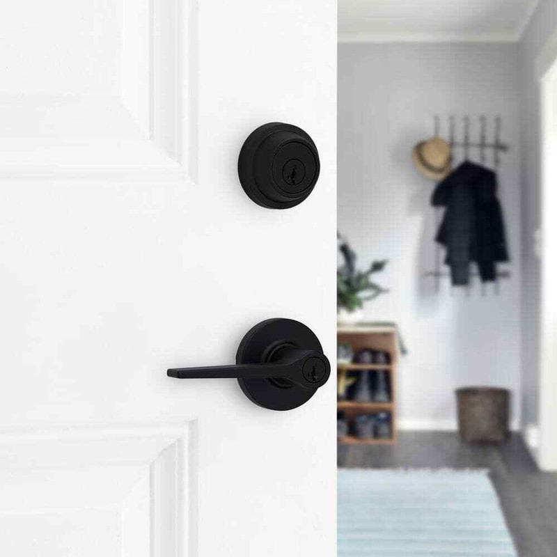 Kwikset Hollis Matte Black Handle & Deadbolt Combo Pack with SmartKey Security - Image 2