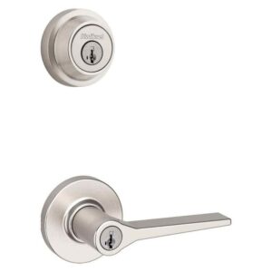 Kwikset Hollis Satin Nickel Handle & Deadbolt Combo Pack with SmartKey Security