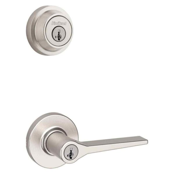Kwikset Hollis Satin Nickel Handle & Deadbolt Combo Pack with SmartKey Security