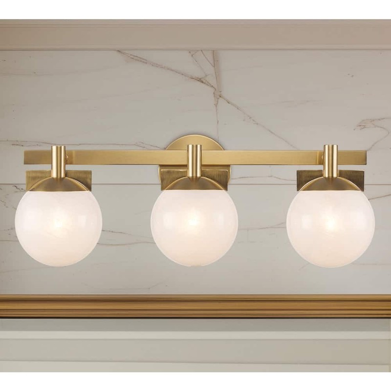 Monteaux Brooklyn 24 in Gold 3 Light Bathroom Vanity Fixture with Swirl Glass - Image 10