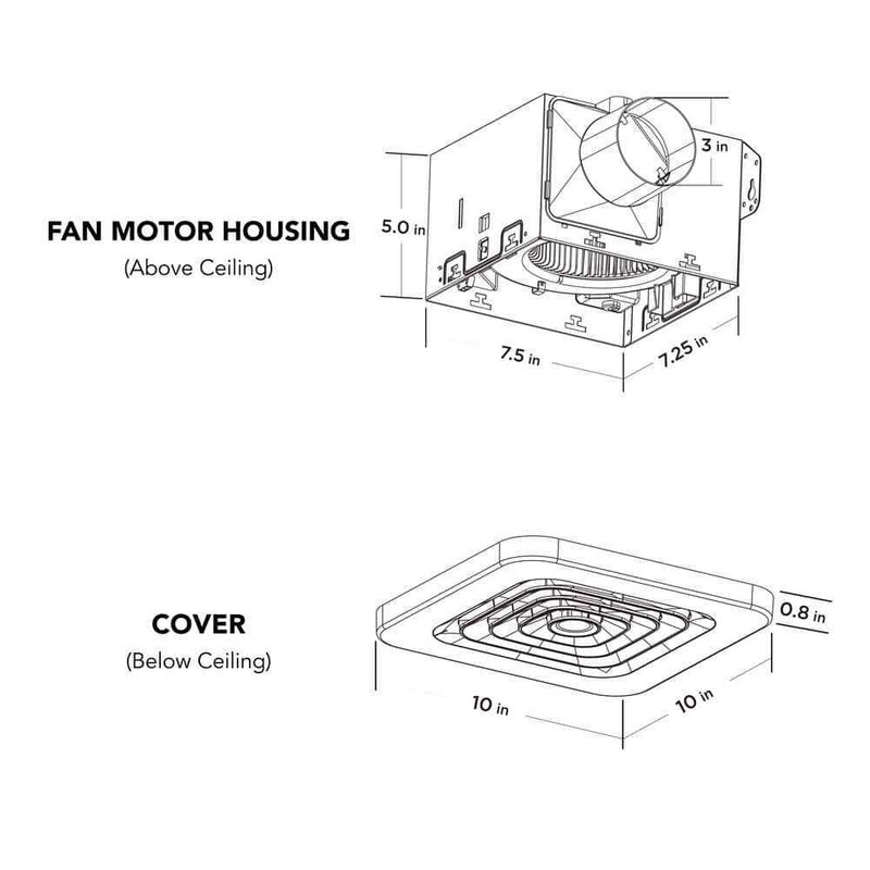 Commercial Electric 50 CFM Ceiling Bathroom Exhaust Fan, Room Side Mount ENERGY - Image 7