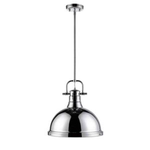 Golden Lighting Duncan 1-Light Chrome Pendant with Rod