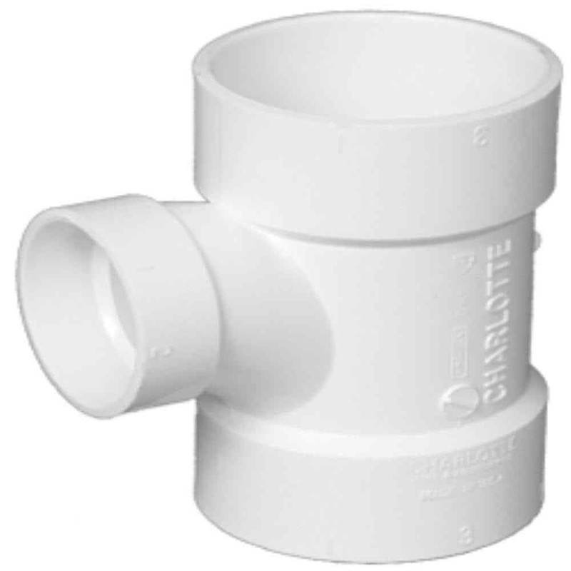 Charlotte Pipe 4 in. x 4 in. x 3 in. PVC DWV Sanitary Tee Reducing Fitting