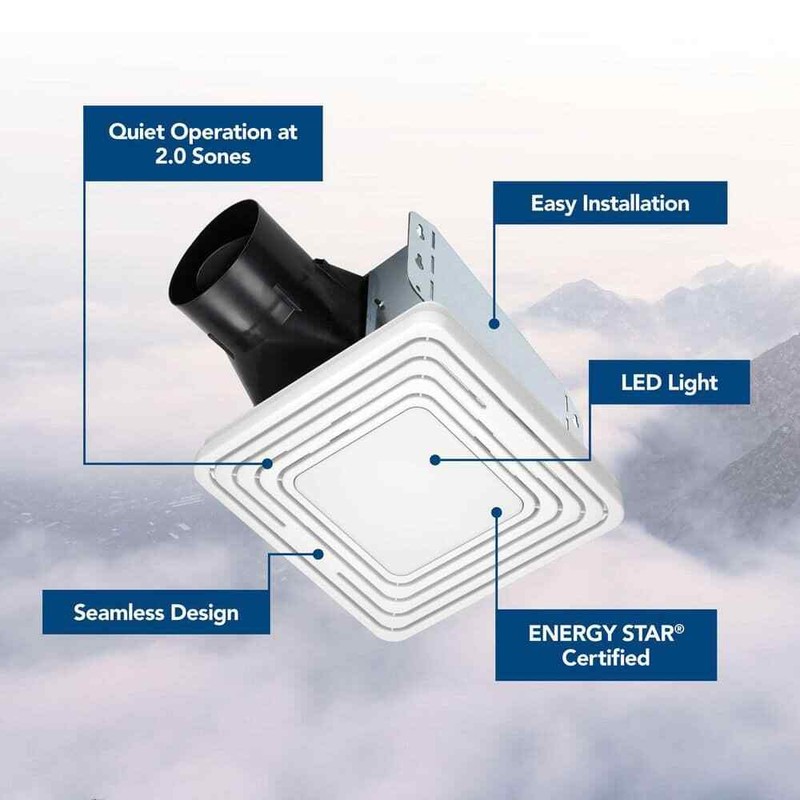 Broan-NuTone Roomside 80 CFM Bathroom Exhaust Fan with Light White ENERGY STAR - Image 3