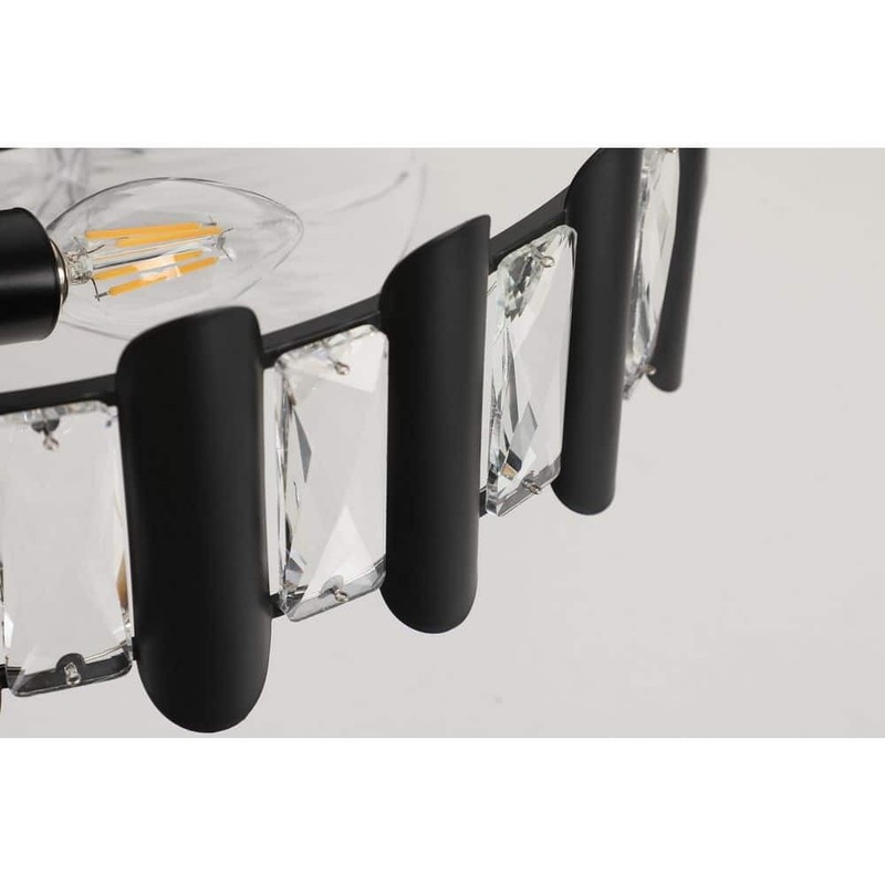 JUSHENG 17.7 in Black Crystal Ceiling Fan Light Modern Fandelier w/Remote - Image 2