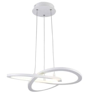 Monteaux Lighting 21 in.Integrated LED White Ringed Modern Pendant Light Fixture