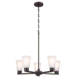 KICHLER Stamos 24 in. 5-Light Olde Bronze Modern Shaded Dining Room Chandelier